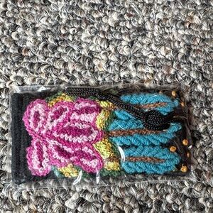 Jenny Krauss Embroidered Luggage Tag with Pink and Blue Accents. Brand New!